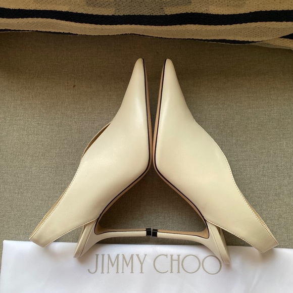 Jimmy Choo Saise 85 heels pump latte nappa leather 35.5/5.5 NWT - Picture 10 of 16